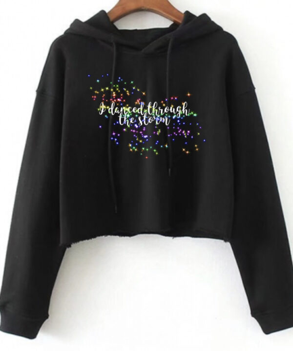 9B450EA2-F7D8-407F-8834-A6C6350371B6 Rainbow Danced thru Storm crop hoodie by Stage Dancewear