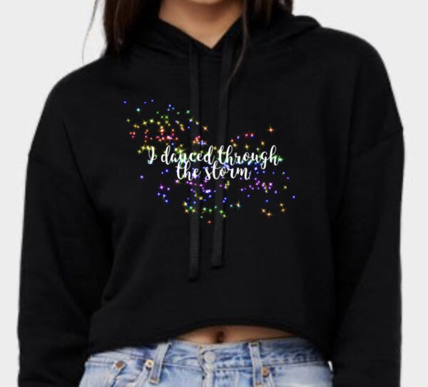 DC101E33-DAE1-4BC1-883E-BC03F140D304 Rainbow Danced thru Storm crop hoodie by Stage Dancewear